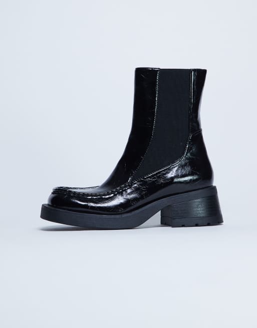 Botines Chelsea negros con puntera cuadrada Narla de Topshop