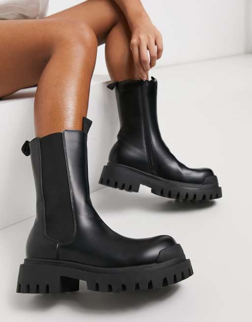 Botines Chelsea negros con suela gruesa de Truffle Collection ASOS