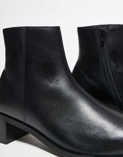 Botines Chelsea negros con tacón y cremallera interior de cuero de ASOS DESIGN, 2 de 3