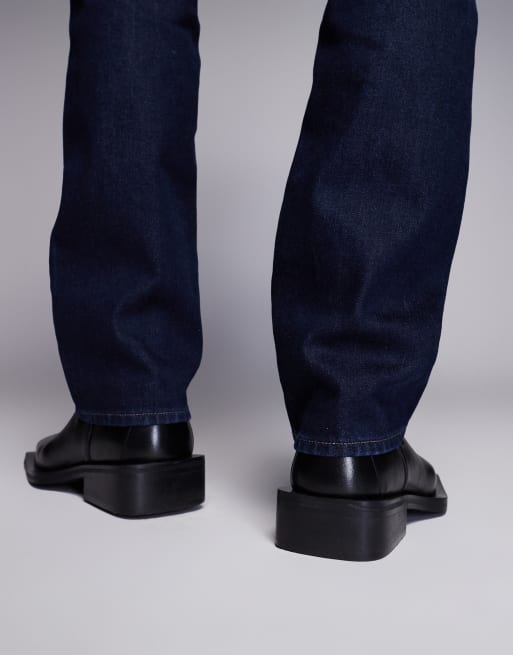 Botines Chelsea negros con tacón y puntera cuadrada de cuero de ASOS DESIGN, 3 de 4