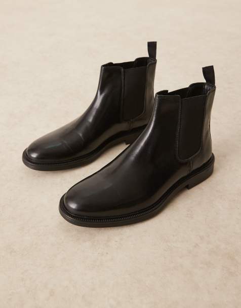 Botines Chelsea negros de cuero pulido de ASOS DESIGN - view 1