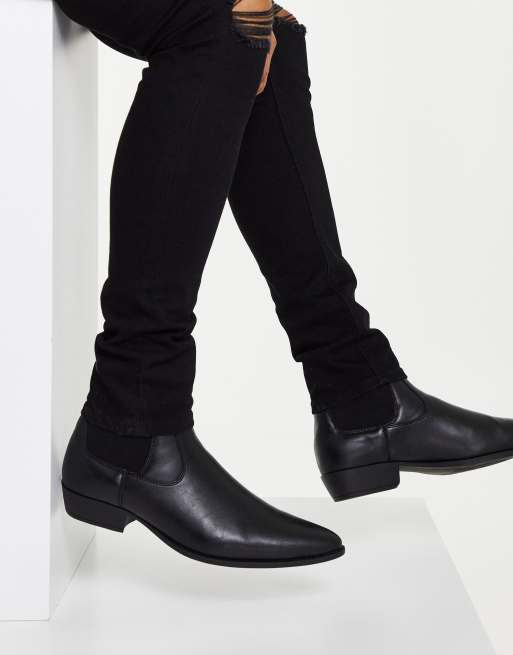 Botines Chelsea de cuero sintético estilo western con tacón cubano de DESIGN | ASOS