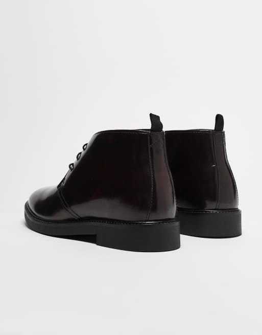 Botines Chukka burdeos con cordones de cuero bruñido de ASOS DESIGN, 4 de 5