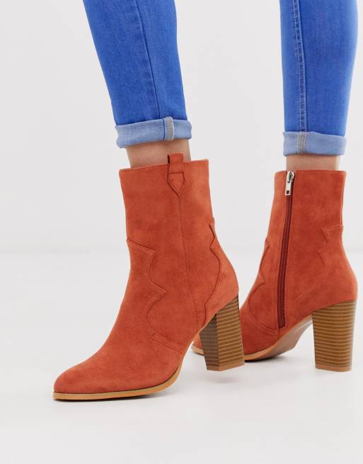 Botines teja con tacón laminado | ASOS