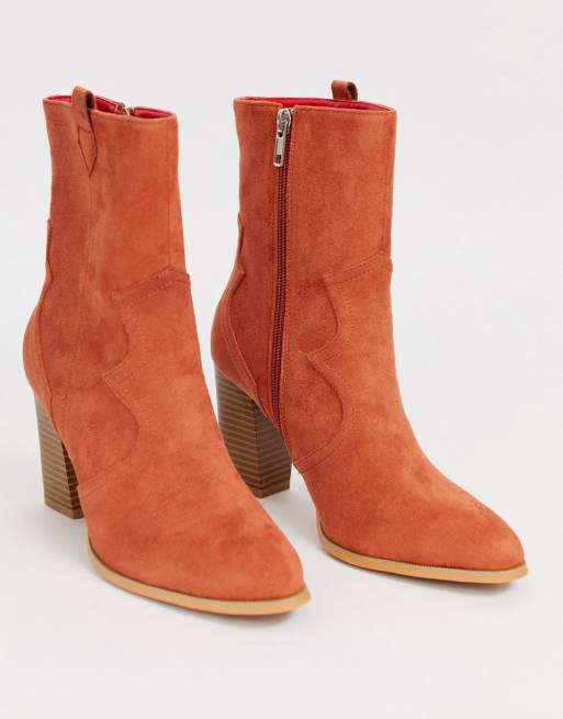 Botines teja con tacón laminado | ASOS