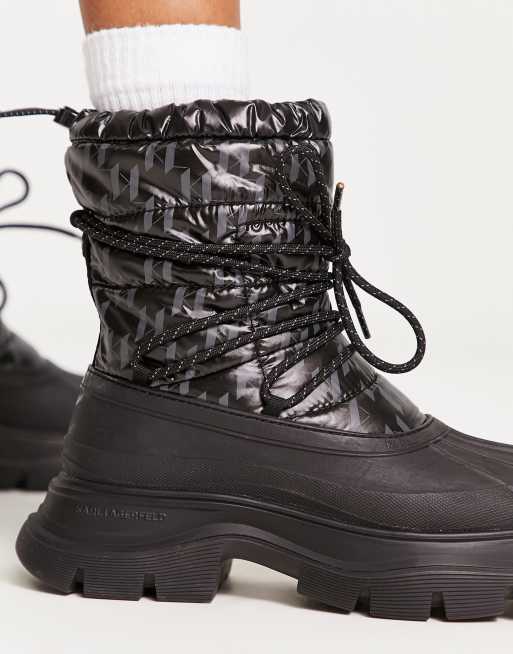 Botines de nieve negros con monograma Luna de Karl | ASOS