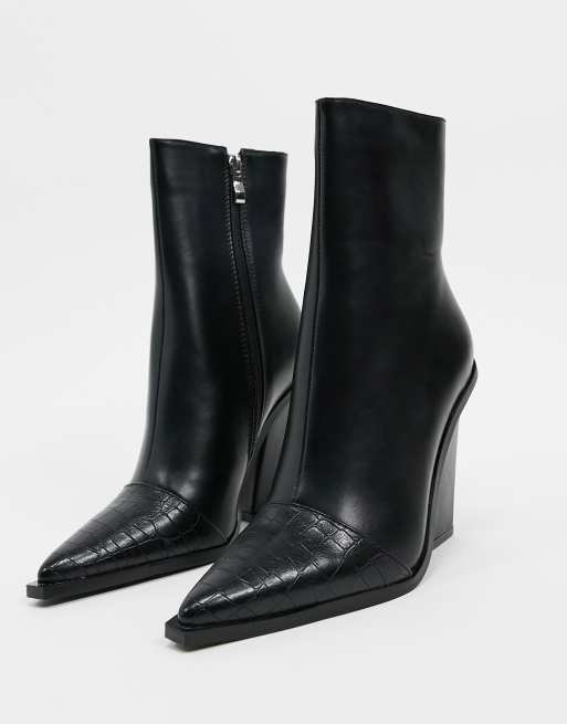 Botines de tacón con diseño de cocodrilo negros Mirren de RAID