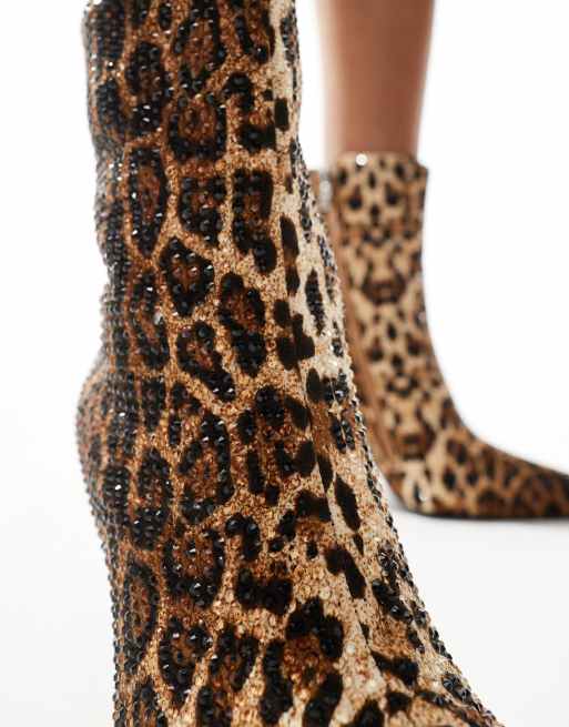 Asos Botines Estampado Leopardo Botines De Goma Con Estampado De