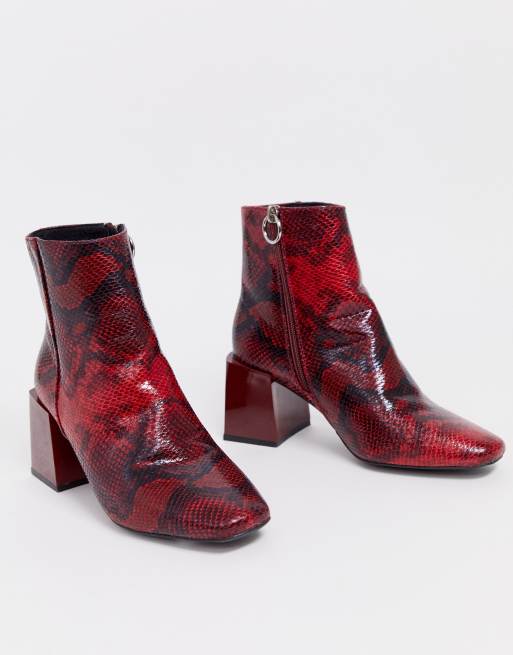 Botines Botas Rojas Asos Botines De Tacón De Serpiente En Rojo