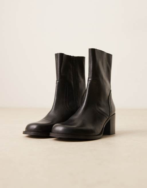 Botines de tacón y puntera redonda en cuero negro Rory de ASOS DESIGN, 2 de 4