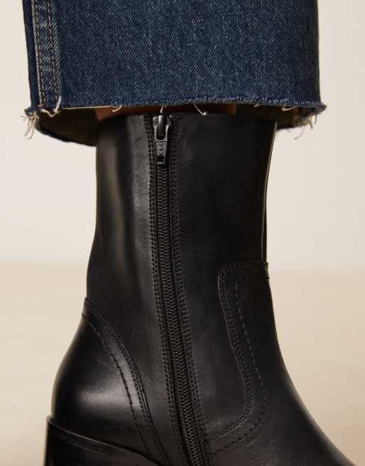 Botines de tacón y puntera redonda en cuero negro Rory de ASOS DESIGN, 3 de 4