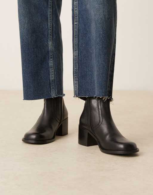 Botines de tacón y puntera redonda en cuero negro Rory de ASOS DESIGN, 4 de 4