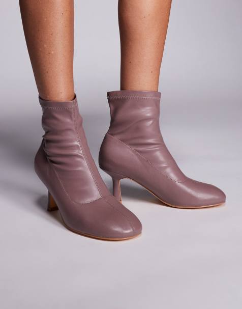Botines malva de tacón con puntera redonda Polaris de Public Desire - view 1