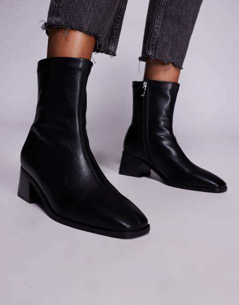 Botines negro de caña alta con tacón grueso Nimer de Simmi London Wide Fit - view 1