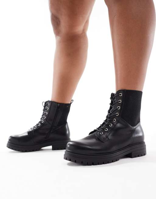 Botines negros con cordones y suela gruesa de Yours, 2 de 4