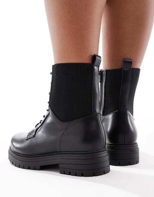Botines negros con cordones y suela gruesa de Yours, 3 de 4
