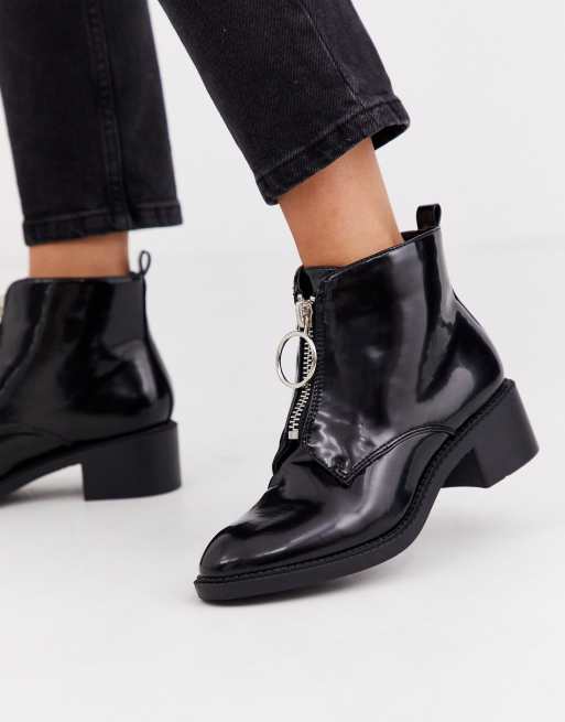 Botines negros con cremallera delantera de Glamorous ASOS