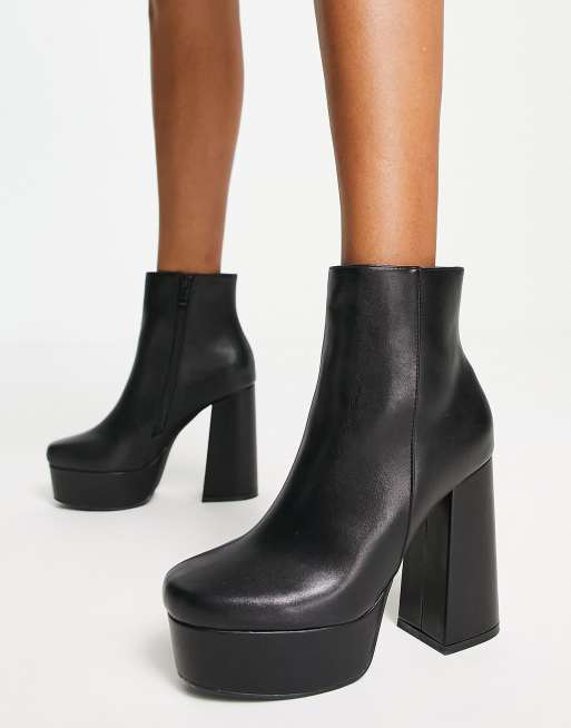 Botines negros con plataforma alta de Glamorous ASOS