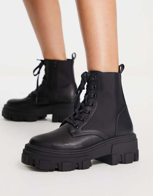 Botines negros con suela gruesa y cordones Anya de ASOS DESIGN ASOS