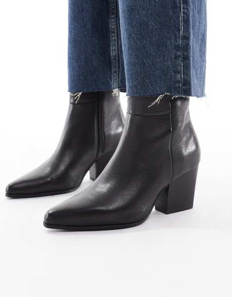 Botines negros con tacón de bloque de cuero Shanah de ALDO - view 1