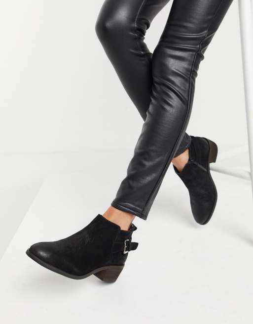 Botines negros tacón medio y hebillas de cuero de London | ASOS