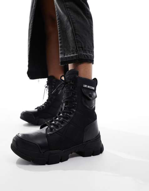 Botas cordones mujer negras hot sale