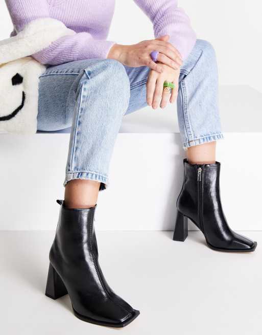 Botines negros de horma ancha con tacón alto de ASOS DESIGN | ASOS