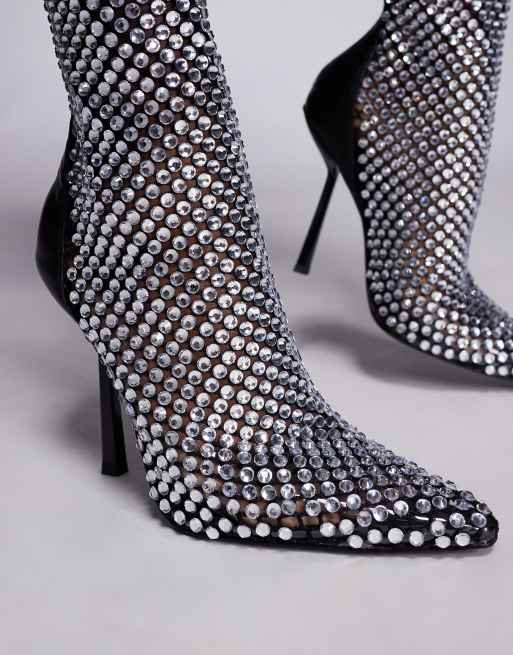 Botines negros de tacón alto con strass Yaa de Simmi London, 3 de 4
