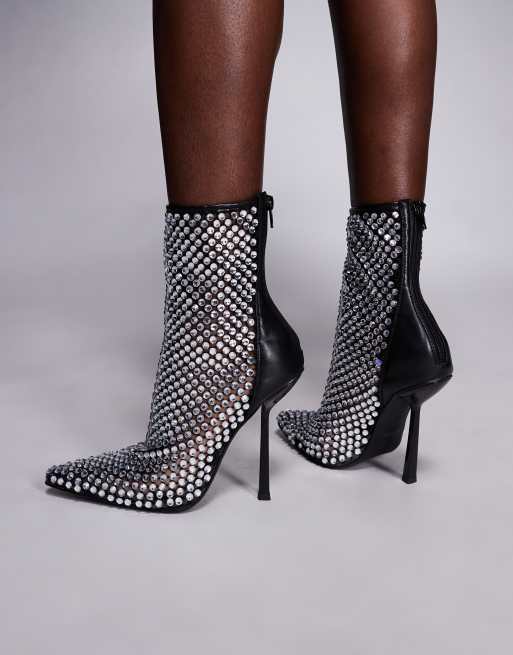 Botines negros de tacón alto con strass Yaa de Simmi London, 4 de 4