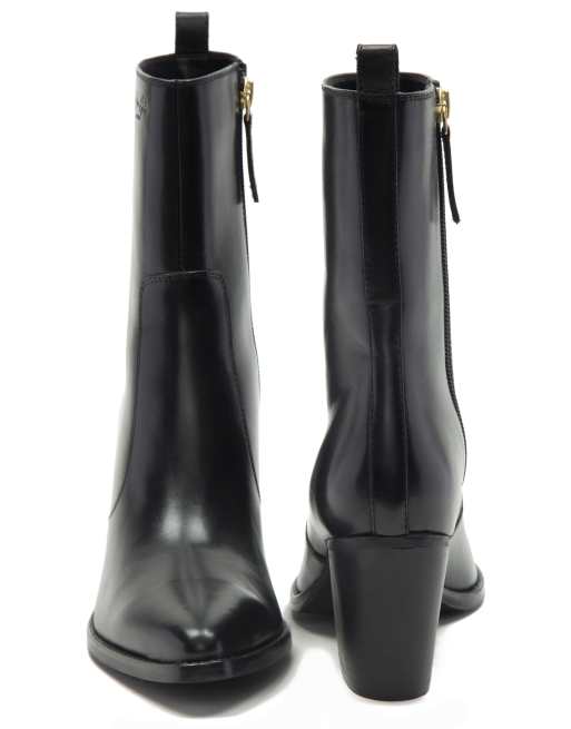 Botines negros de tacón alto para mujer con cremallera de cuero premium Tower de Off The Hook, 2 de 4