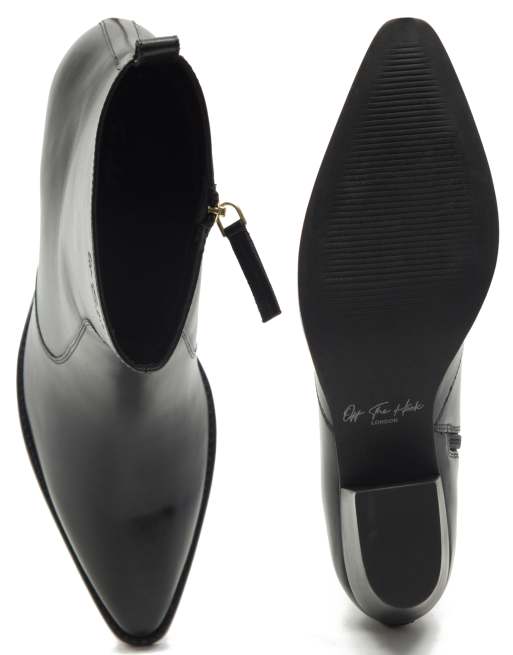 Botines negros de tacón alto para mujer con cremallera de cuero premium Tower de Off The Hook, 4 de 4