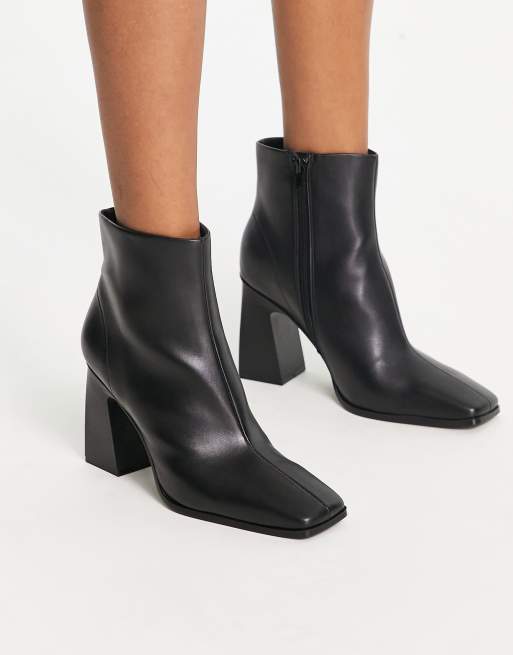 Botines negros de tacón con puntera cuadrada de ASOS