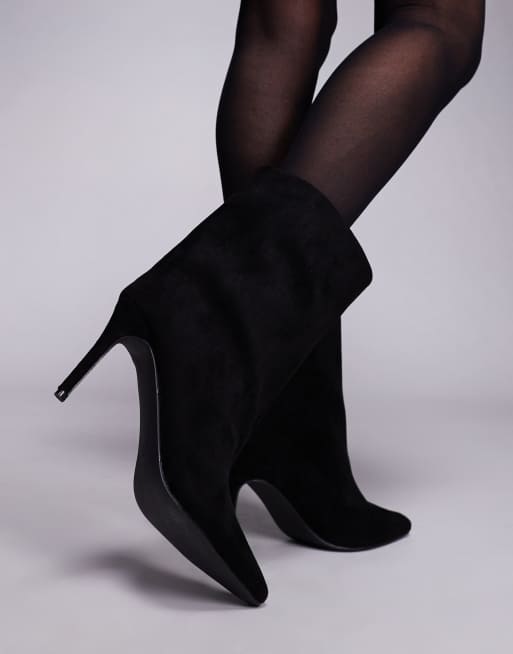 Botines negros de tacón de aguja de antelina de Public Desire ASOS