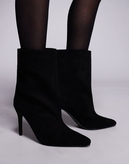 Botines negros de tacón de aguja de antelina de Public Desire, 3 de 4