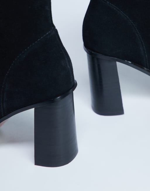 Botines negros de tacón de ante auténtico Nellie de Topshop, 3 de 4