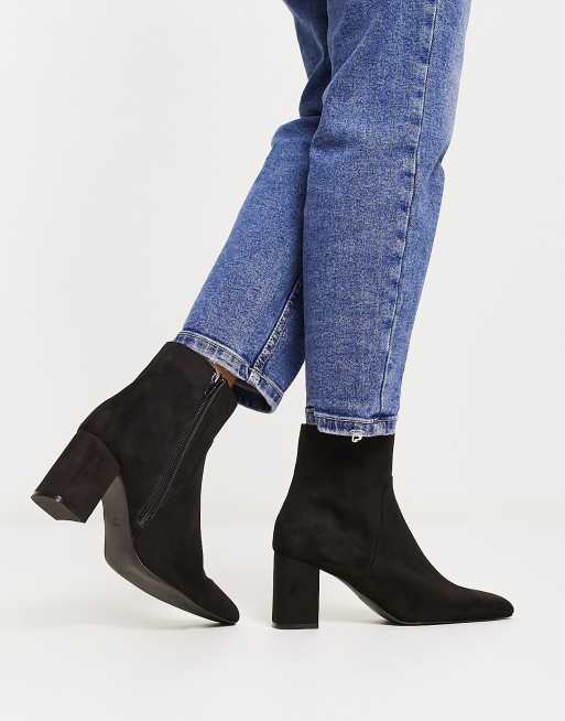 Botines negros de tacón de antelina de Mango | ASOS