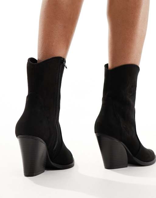Botines negros de tacón de estilo wéstern de Truffle Collection, 3 de 4