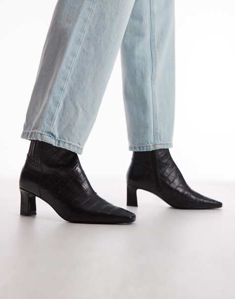 Botines negros efecto piel de cocodrilo con tacón premium de & Other Stories - view 1