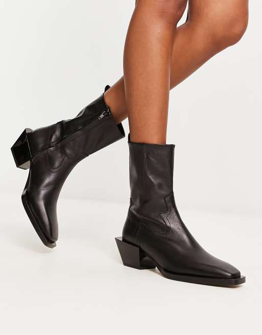 Botines negros estilo wéstern de cuero Arrow ASOS DESIGN ASOS