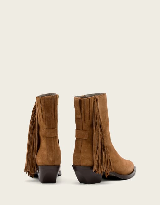 Botines tostados con flecos de ante Bazely de AllSaints, 3 de 4