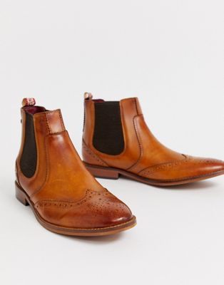 фото Ботинки челси с отделкой в стиле брогов base london gaffer-светло-коричневый