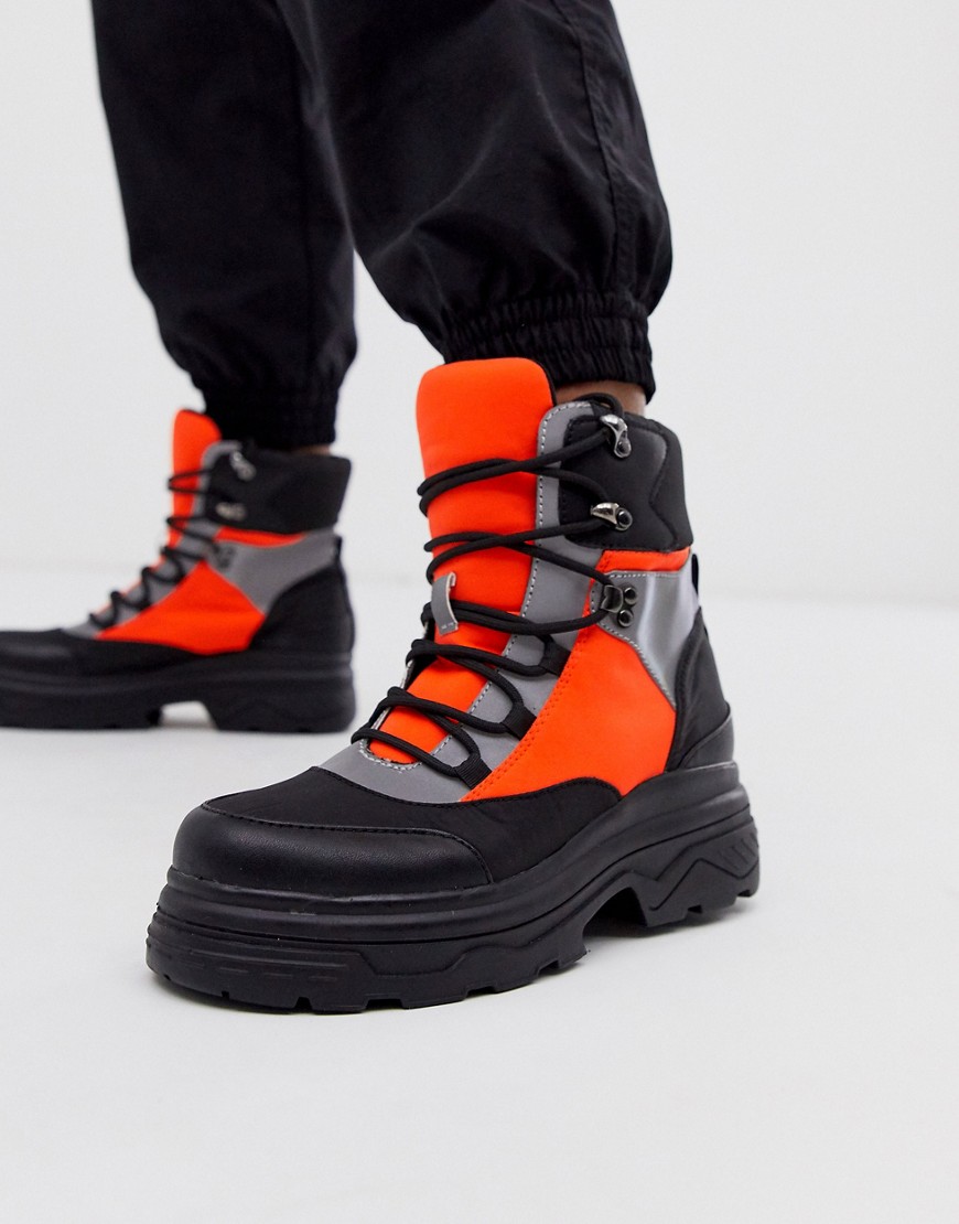 фото Ботинки в спортивном стиле на шнуровке с неоновыми вставками asos design-мульти