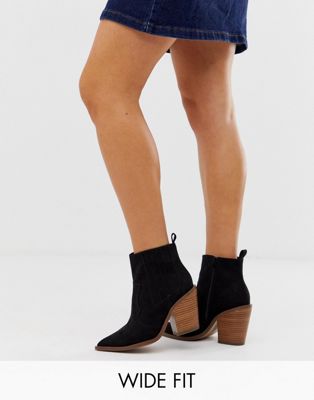 фото Ботинки в стиле вестерн для широкой стопы asos design-черный