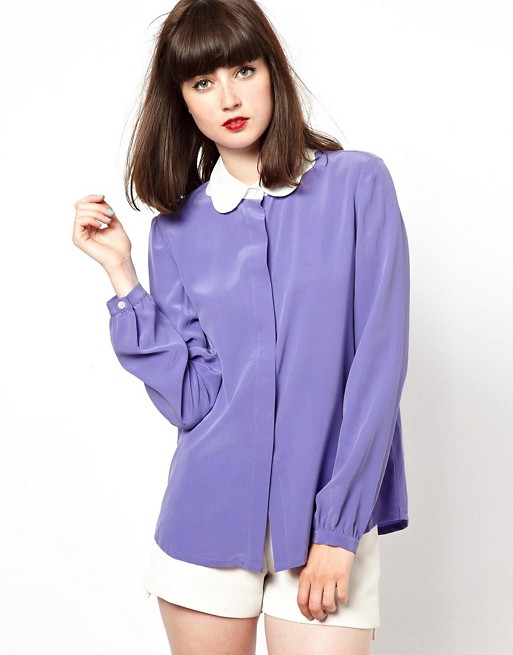 Boutique by Jaeger Shirt with Contrast Scallop Collar | ASOS