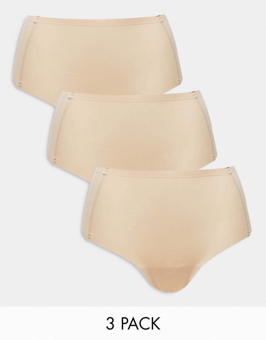 Boux Avenue 3 pack bonded high-waisted thong in beige-Neutral