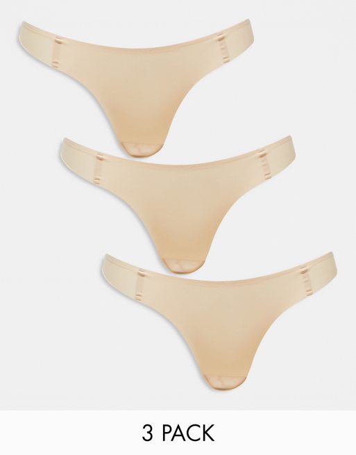 Boux Avenue 3 pack bonded microfibre lingerie thong in beige