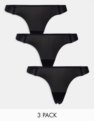 Boux Avenue 3 pack bonded microfibre lingerie thong in black