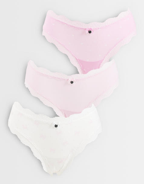 Boux Avenue 3 pack brazilian briefs in pink heart and bows print - view 1