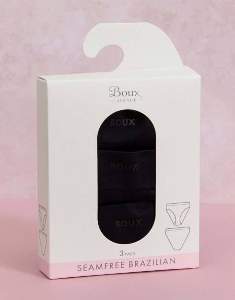 Boux Avenue 3 pack brazilian knickers high leg seamfree underwear in black - view 1
