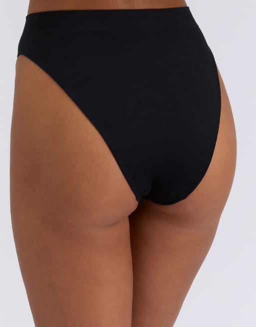 Boux Avenue 3 pack brazilian knickers high leg seamfree underwear in black, 2 of 6